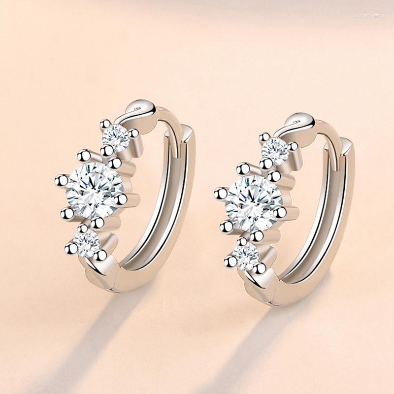 

Hoop Earrings Fashion Silver Color Classic 3 Zircon Small Huggies For Women Jewelry Gifts High Quality Brincos