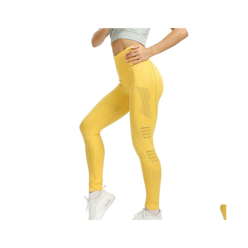 

Yoga Outfits Women Flawless Ladies Seamless Leggings Female Outdoor Elastic Sport Workout Clothes Drop Delivery Sports Outdoors Athl Dhplm, Black