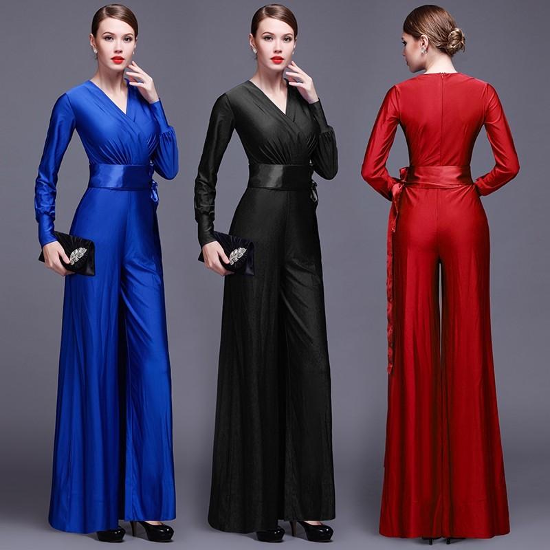 

Women's Jumpsuits & Rompers Fashion Women Long Sleeve Sexy V Neck Wide Leg Belted High Waist Office Ladies Outfits Jumpsuit Big SizeWomen's, 5322 blue
