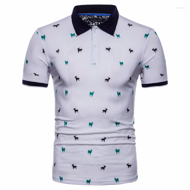 

Men's T Shirts T-shirt Short Sleeve Lapel Trend Printing Luo Business Casual Fashion Thin, Gray