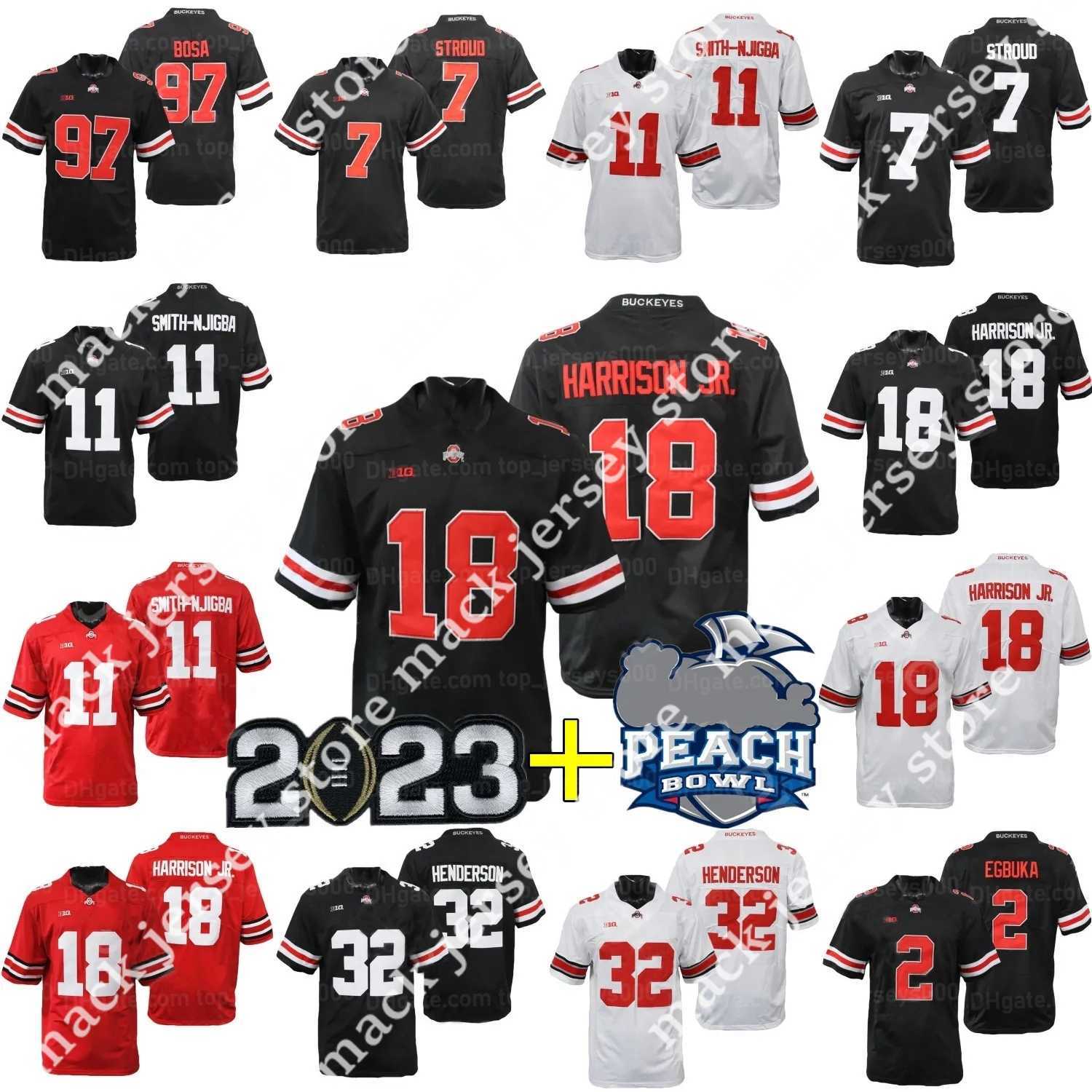 

2023 Playoff Peach Bowl Ohio State Buckeyes Football Jersey College C.J. Stroud Henderson Jaxon Smith-Njigba Marvin Harrison Jr. TUIMOLOAU, As shown