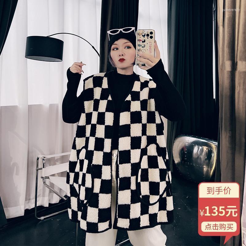 

Women's Vests 2023 Spring Autumn And Winter 5xl 6xl Plus Size Sleeveless Vest Jacket Loose Fake Lamb Wool Outer Wear Guin22