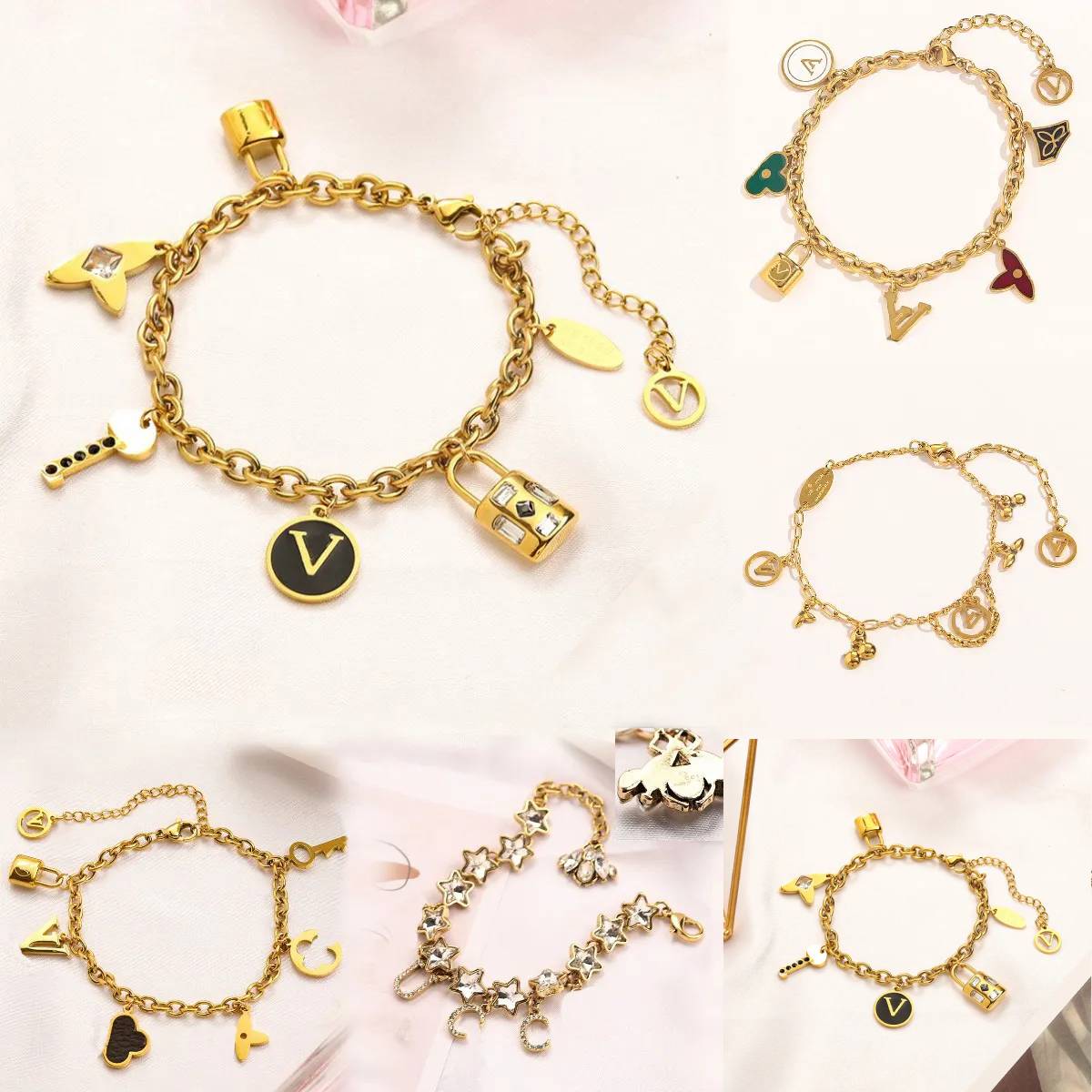 

Designer Bracelets Chain Women Bangle 18K Gold Plated Stainless steel Crystal Lovers Gift Wristband Cuff Chain Designer Jewelry Fashionable Classic Never Fade