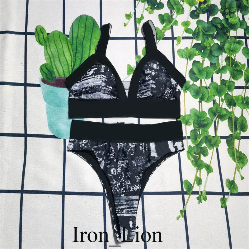 

HighQuality Intimates Women Bras Sets High Waisted Bathing Suits Slim Black Push Up Chest Wrapped Halter Bikini 5 colors, Color 1