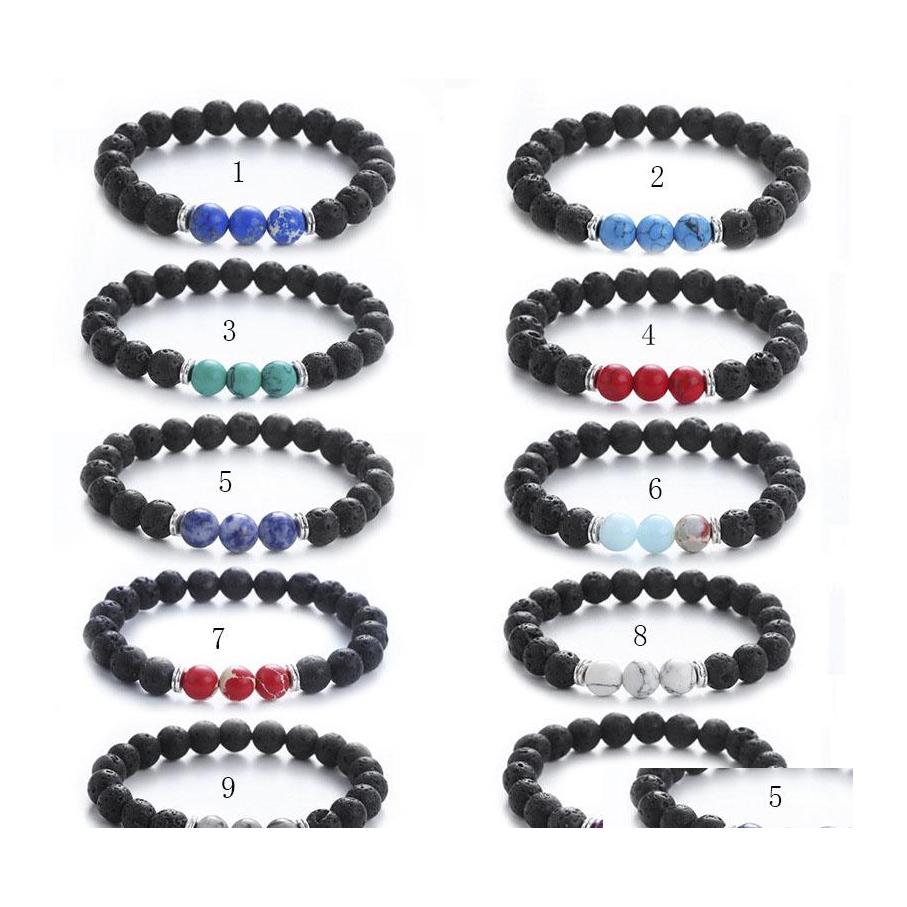 

Beaded Strands Arrival Natural Lava Stone Bracelets For Women Men Healing Emperor Turquoise Rock Beads Chains Bangle Fashion Yoga J Otwti
