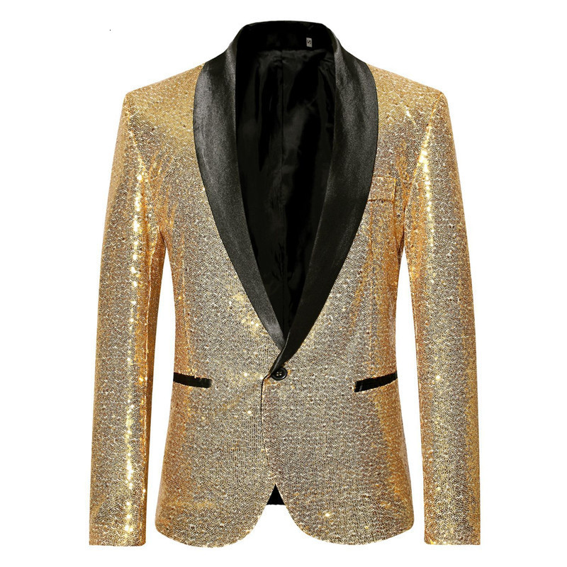 

Men' Suits Blazers Mens Shiny Gold Sequin Glitter Blazer Jacket Fashion Shawl Collar One Button Suit Blazer Men Stage Singer Costume Homme 230203, Royal blue