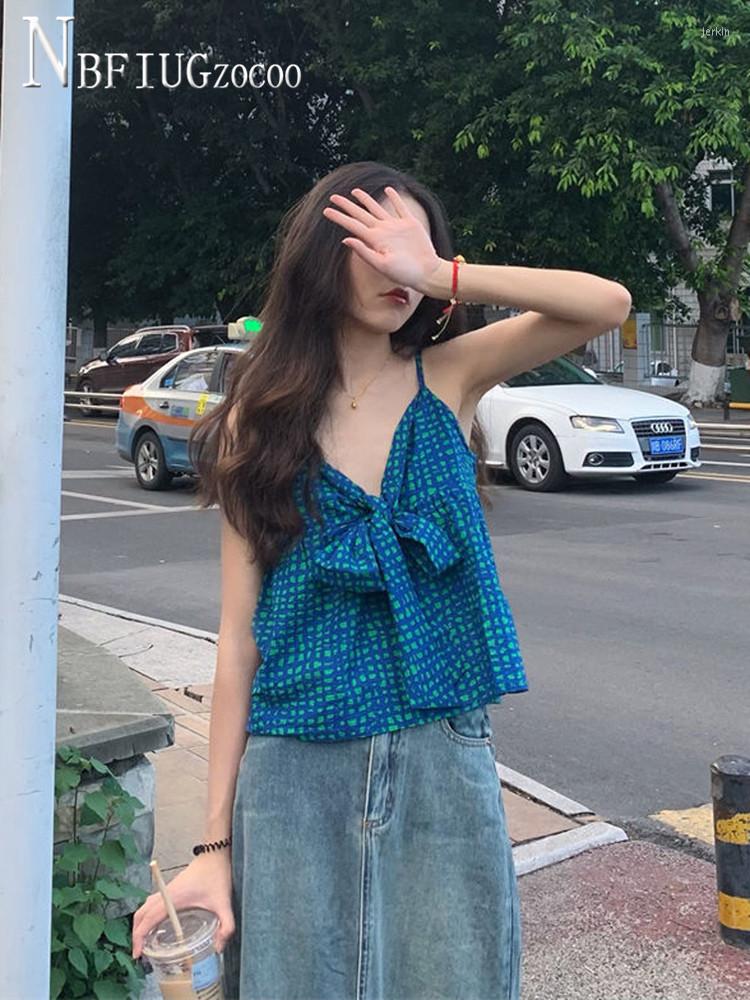 

Women' Tanks Expose Shoulder Summer 2023 Women Tank Top Short Style Bowknot Female Vests