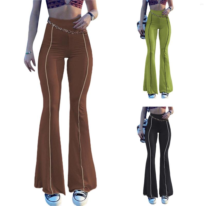 

Women' Pants Women High Waist Reverse Lane Long Street Fashion Casual Solid Color Skinny Slim Flare, Black
