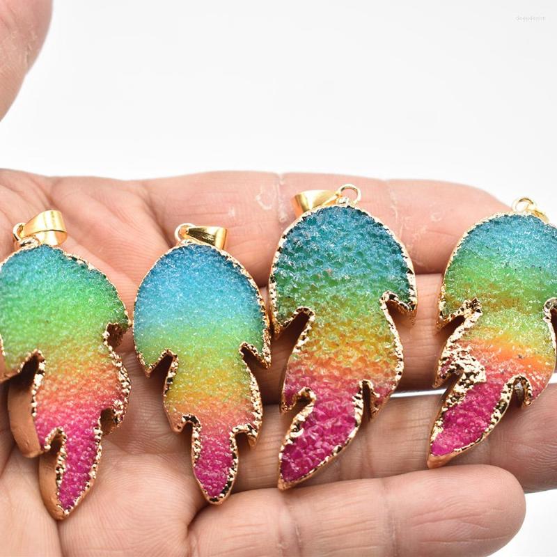 

Pendant Necklaces 2023 Fashion Natural Sell Stone Assorted Leaf Charms Pendants For Jewelry Making 4pcs/lot Wholesale