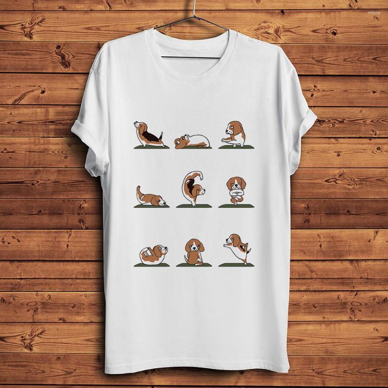 

Men' T Shirts Cute Beagle Dog Yoga Funny Shirt Men Summer White Casual Tshirt Homme Short Sleeve Hipster Streetwear T-shirt Unisex, 2988