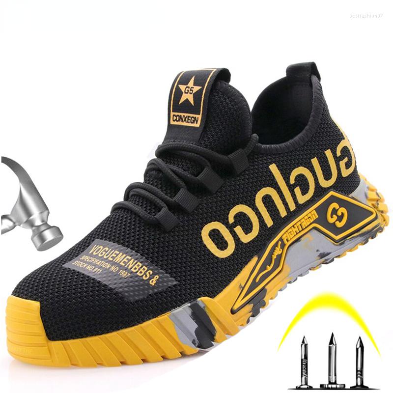 

Boots Safety Shoes For Men Outdoor Anti-smashing Construction Work Puncture Proof Indestructible Sneaker, Yellow