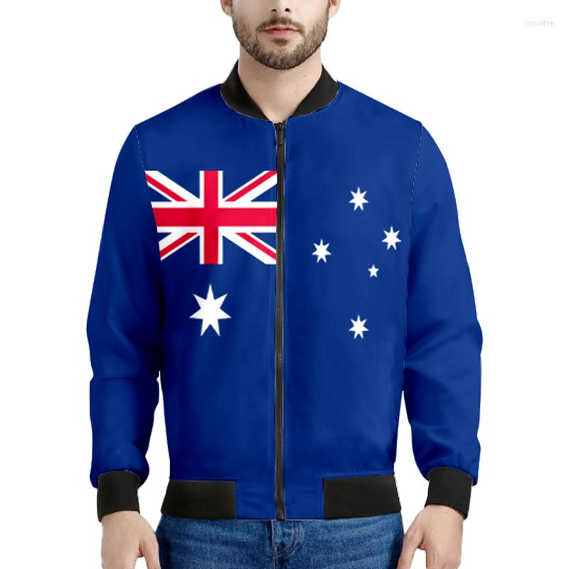 

Men's Jackets Australia Youth Zipper Jacket Custom Name Number Logo Print Po White Blue Black Red Aus Flag Nation Coats Country Clothes, 1001
