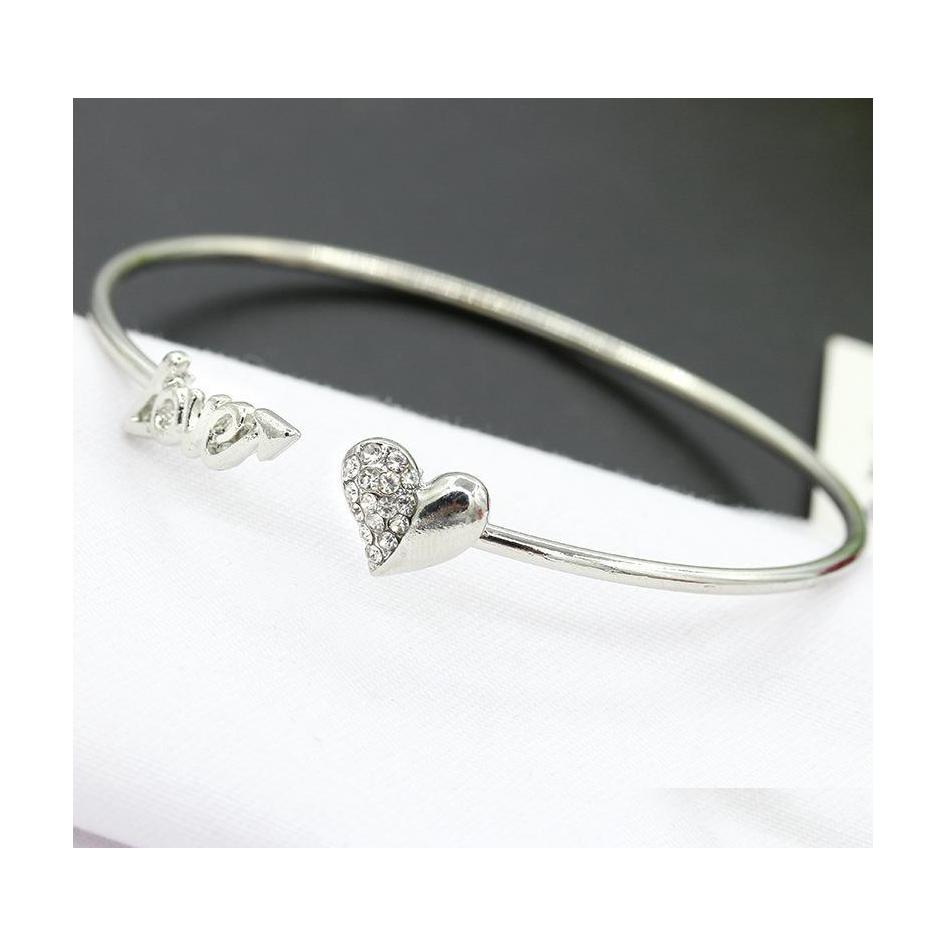 

Charm Bracelets Blanks For Women Peach Heart Love Gold Plated Crystal Opening Bangles Nanashop Drop Delivery Jewelry Dhw8P
