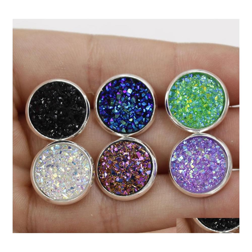 

Stud 12Mm Round Druzy Stone Earrings Bling Drusy Resin Sier For Women Ladies Fashion Handmade Jewelry In Bk Drop Delivery Otk9D