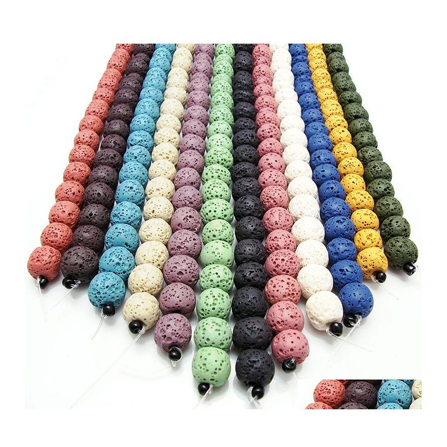 

Stone 13Color Lava Rock Loose Hole Beads 6 8 10 12 14 Mm Essential Oil Diffuser Natural For Bracelet Necklace Diy Jewelry Making Dro Otfbz