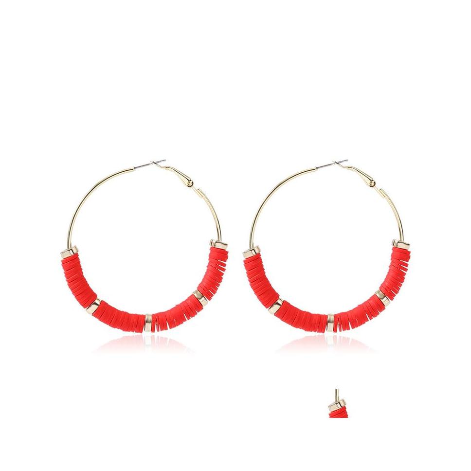 

Hoop Huggie Bohemian Flat Round Polymer Clay Loose Spacer Beads Women Circle Earrings Statement Jewelry Gift Accessories Drop Deliv Otae6