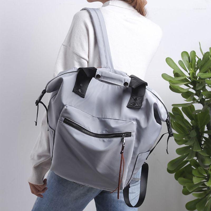 

School Bags Women Backpack Nylon Bookbag Handbag Daypack Rucksack Shoulder Bag For Teenager Girls, Gray
