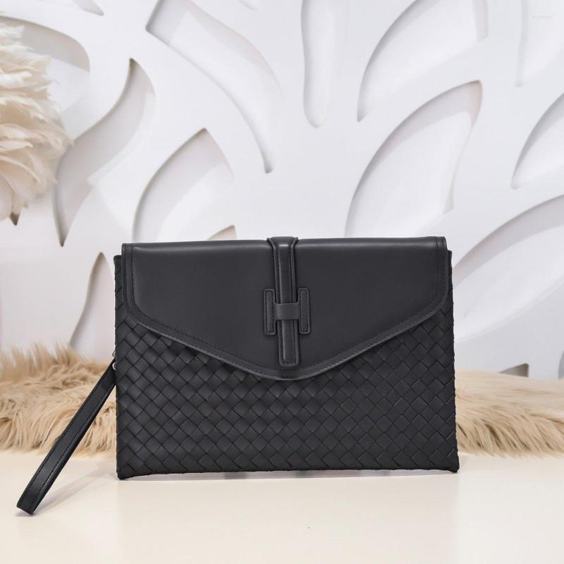 

Duffel Bags 2023 Fashion Business Leather Woven Handbag Men's Briefcase Bag, Black