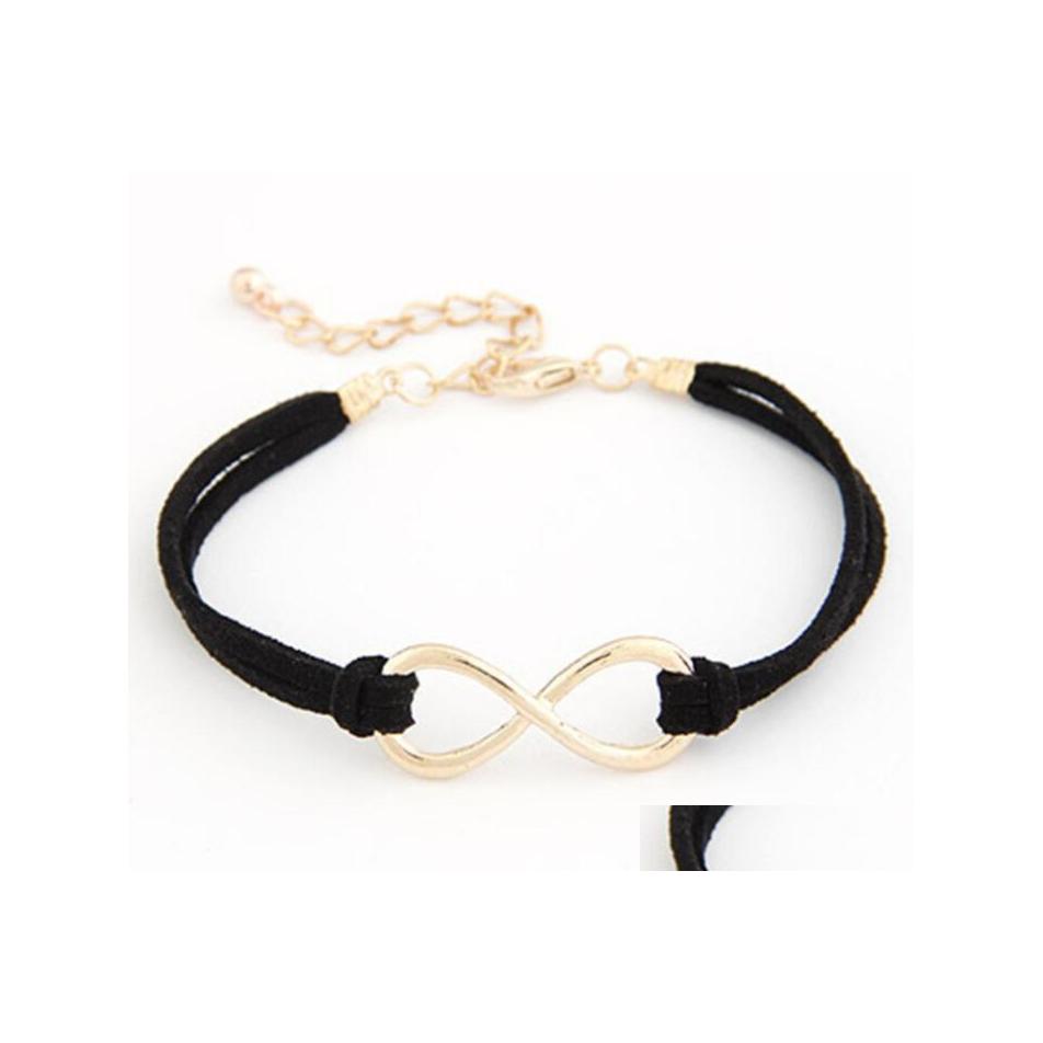 

Other Bracelets Fashion Jewelry Leather Cord Infinity Lucky Eeight Rope Bracelet Veet Bowknot Drop Delivery Dhonc