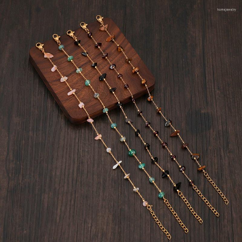 

Link Bracelets 2023 Charms Bracelet Multicolor Irregular Crushed Stone Stainless Steel Friendship Jewelry Wholesale Pulseras Mujer