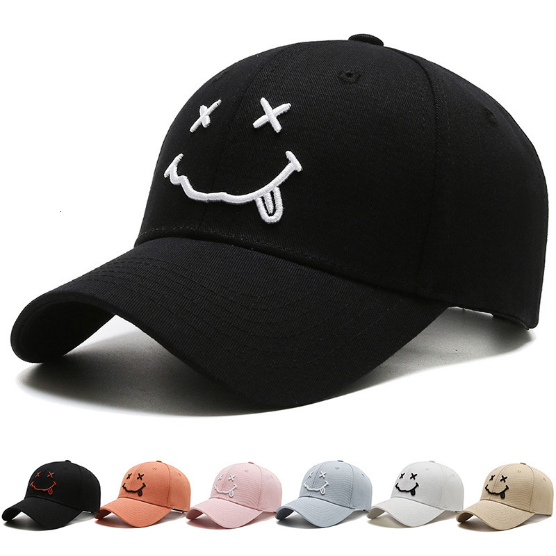 

Ball Caps Summer Blue Smiley Face Cap Trucker Hat For Men Streetwear Women Hats Adjustable Hip Hop Baseball Bone 230203, White