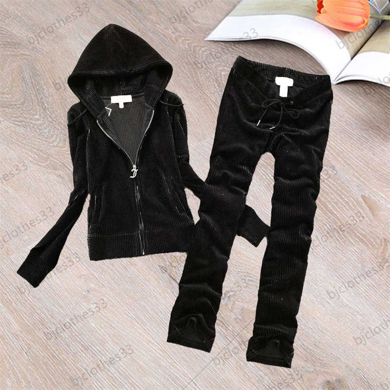 

Casual Two Piece Pant Zipper Open Hooded Long Sleeve Solid Color Jacket Tops Drawstring Design Loose Sweatpants Silver Silk Velvet Fabric 2 Colors Women Apparel, 19