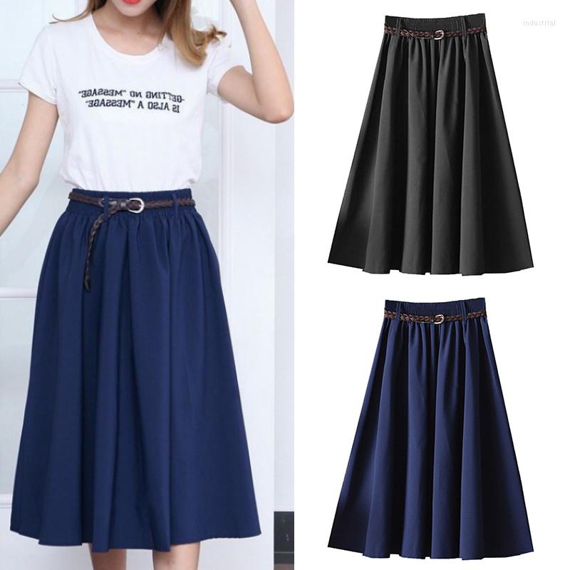 

Skirts Harajuku Style Pure Color Elegant Half-length Skirt Ladies Summer High Waist All-match Mid-length Pleated, 06