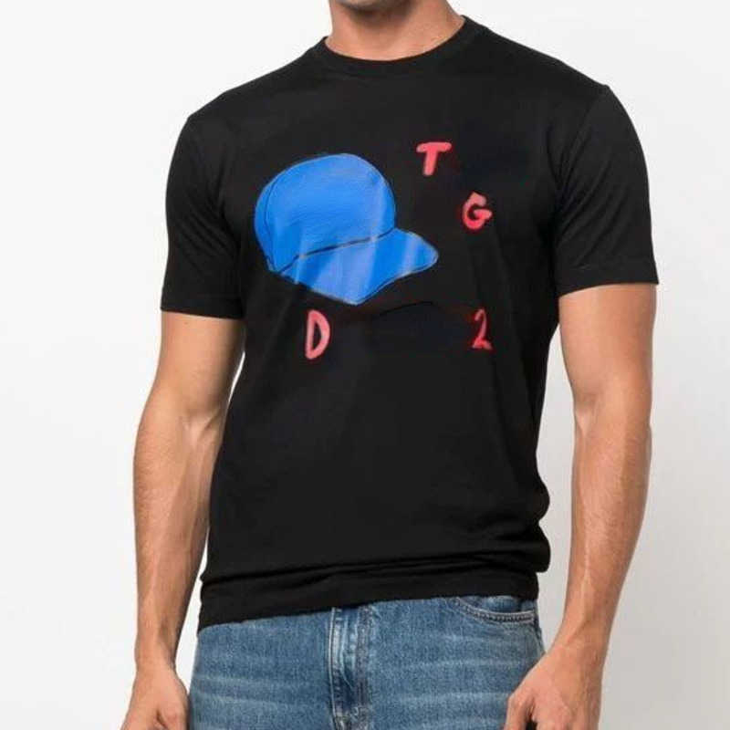 

23S cotton t shirt Hat Print hoodie Designer Sweatshirt Short Sleeve Pullover Men's and Women's T-Shirt Round Neck High Street Casual Shirts Breathable Sweater hoody, D2 black