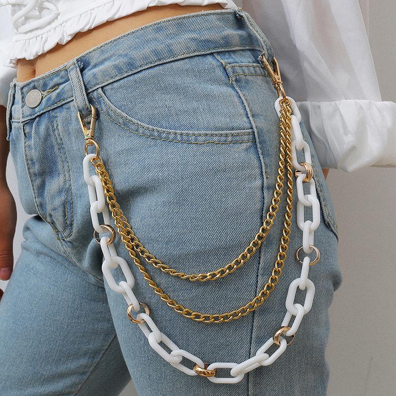 

Keychains Fashion Jewelry Jean Wallet Key Chain 3 Layer Waist Punk Acrylic Pant Belt Keychain Green