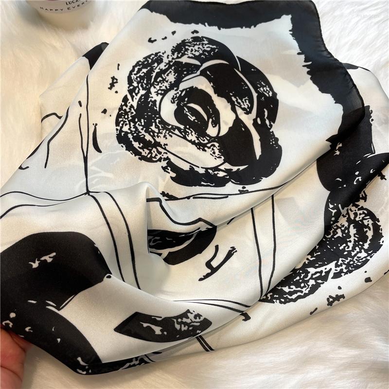 

Scarves 2023 Brand 70cm Silk Feeling Scarf Women Summer Shawl Wraps Neck Tie Female Hair Hand Headkerchief Hijab Bandana Echarpe