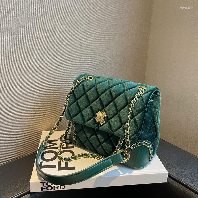 

Evening Bags Chain Women Shoulder Golden Velvet Crossbody Bag Square Handbag Luxury Designer Messenger Fashion Brand Casual Tote, Khaki