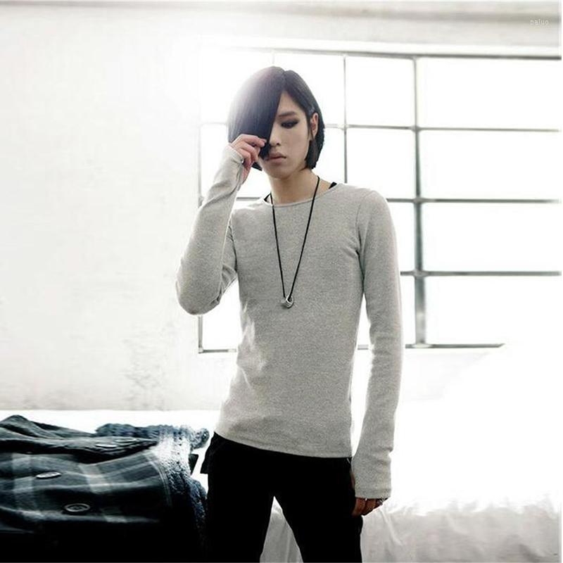 

Men's T Shirts T-shirts Autumn/winter Korean Version Mittens Thickened Long Sleeve Men Warm Trend, Black