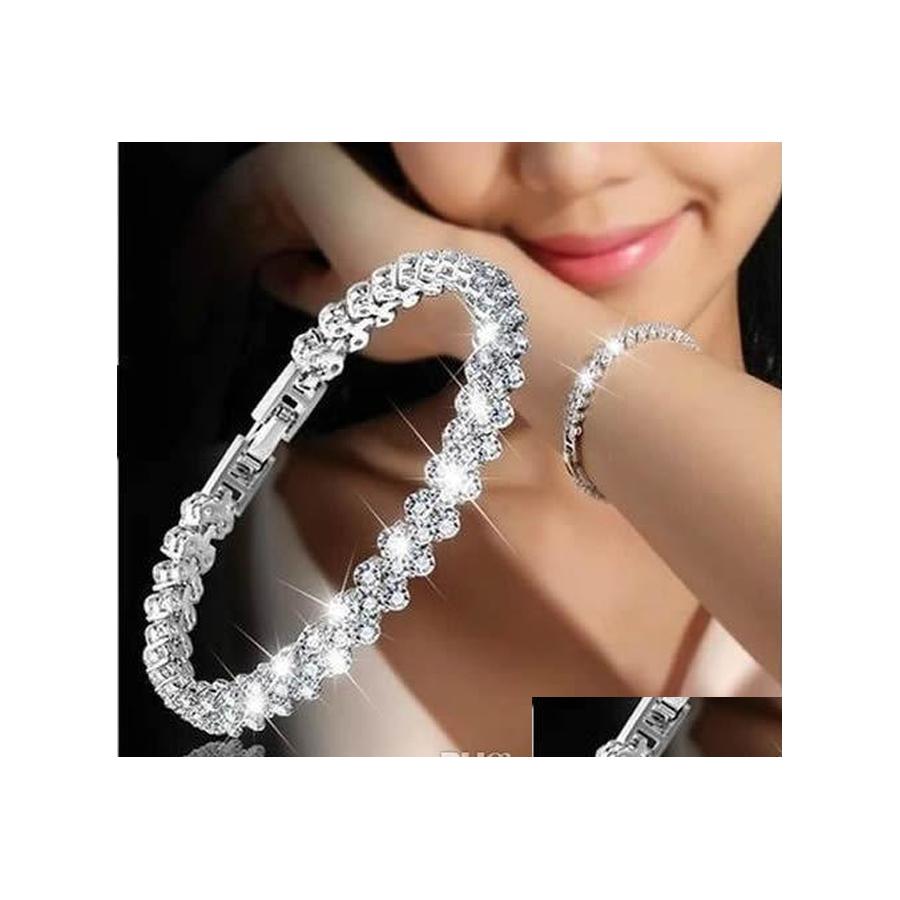 

Tennis Luxury Crystal Bracelet For Women Bling White Rhinestone Gold Sier Rose Chains Bangle Fashion Wedding Jewelry Gift Drop Deliv Oteyg