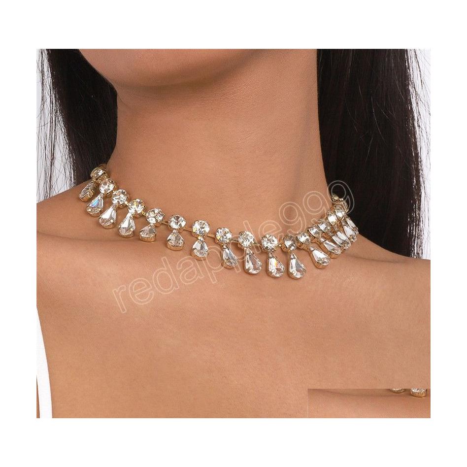 

Chokers Sexy Super Large Rhinestone Chain Choker Necklace Women Christmas Party Gifts Mti Row Crystal Collar Jewelry Drop Delivery N Dhlnp