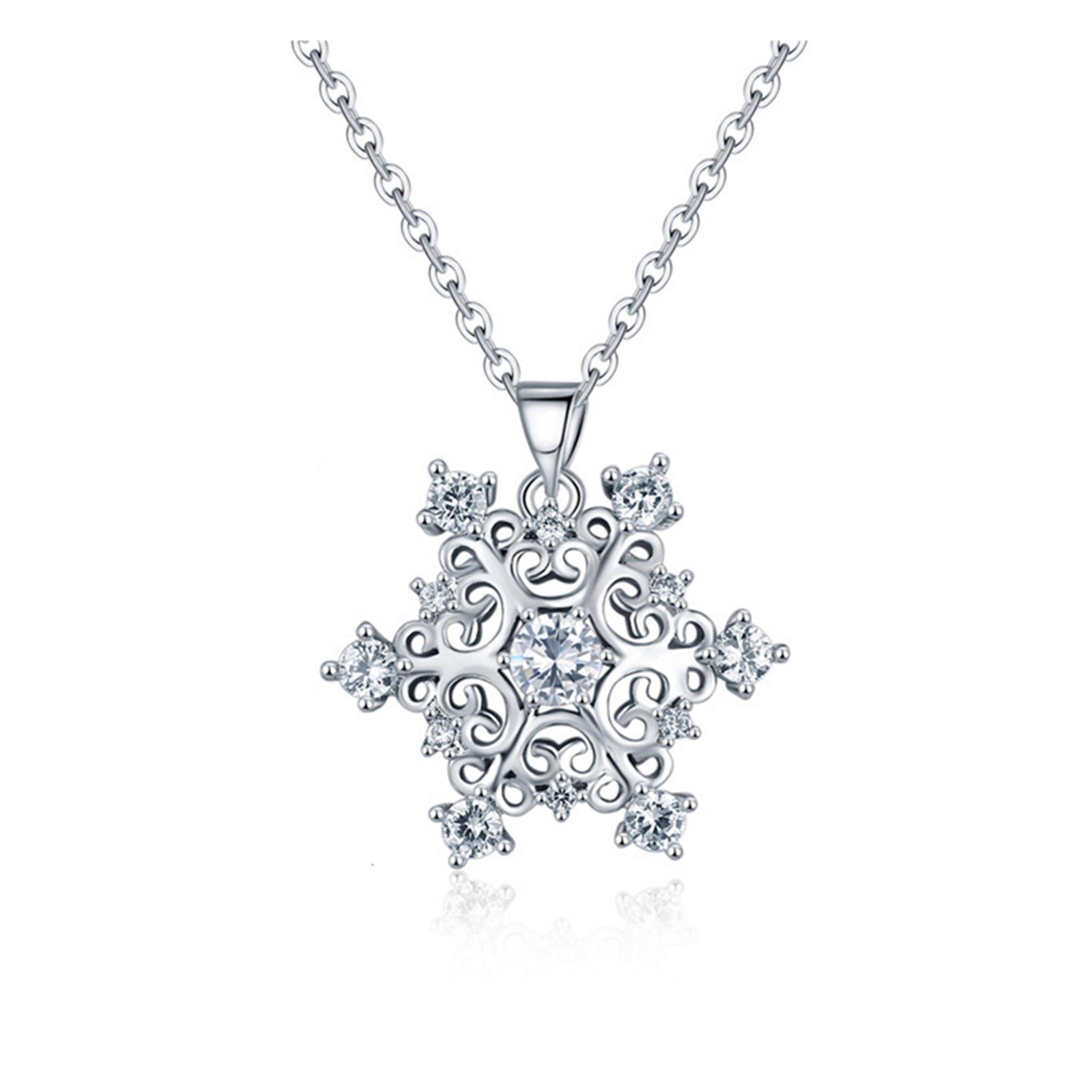 

Pendant Necklaces Snowflakes Necklace With Crystal Cz Stone For Women Girls Snowflake Shining Rhinestone Snow Pendants Nanashop Drop Dhfaf
