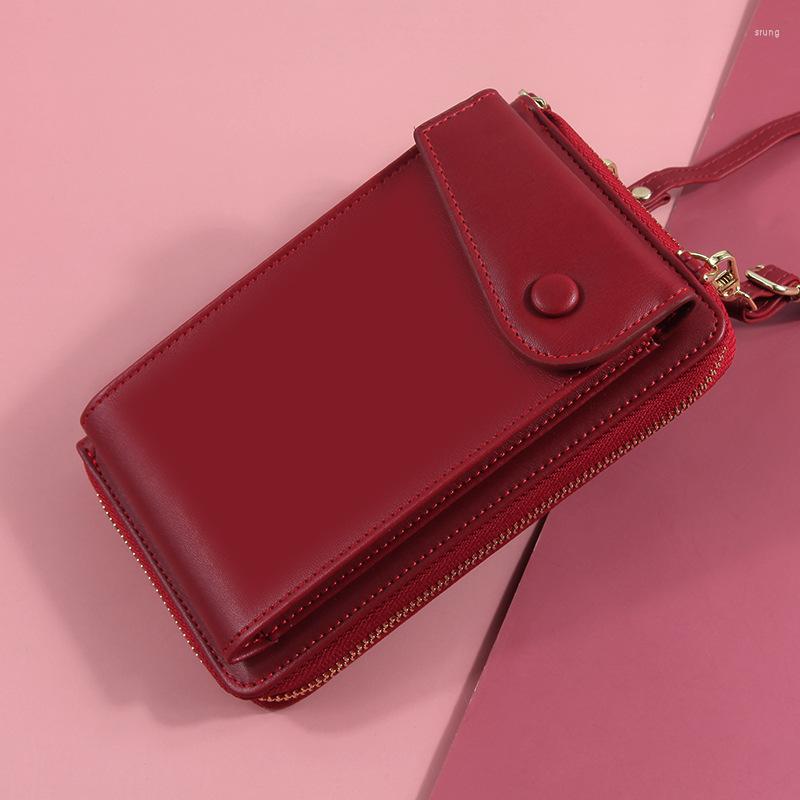 

Evening Bags Women Purses Solid Color Pu Leather Shoulder Handbag Pockets For Girls Strap Bag Mobile Phone Card Holders Wallet 2023, Black