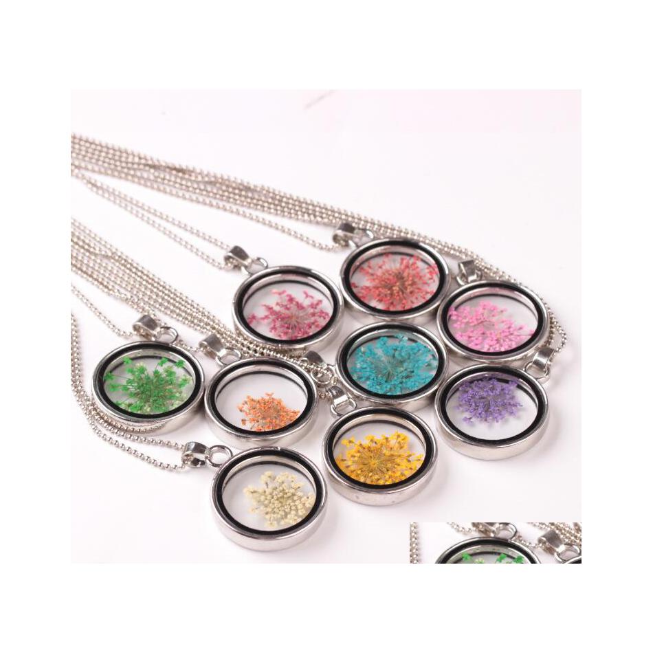 

Pendant Necklaces Dried Flower Necklace Glass Ball Plant Crystal Long Chain Collier Dry Plants Nanashop Drop Delivery Jewelry Pendant Dh82S