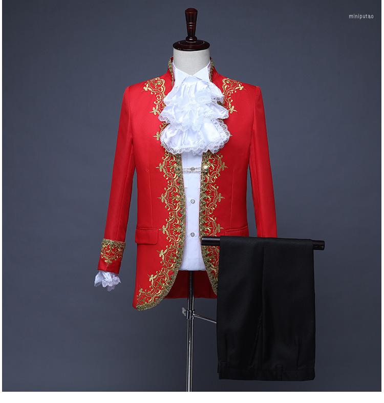 

Men's Suits Carnival Wedding Costume Prince Bridegroom Mens Blazer Dress Jabot Lace Tie For Adult Tops Jacket Coat Pants Trouser, Black