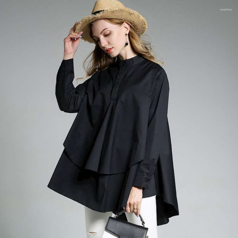 

Women's Blouses Large Size Chic Blouse Spring Autumn Top 2023 Fashion Long-sleeved Shirt Women Loose Red Black Trend Irregular