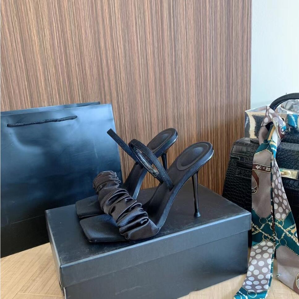 

Luxury Women's Slippers Designer Sexy High-Heeled Shoes Fashion Summer Wedding Party Women Classic Brand Thin With Sandal Leather Comfort Outdoor Sandals, Blue