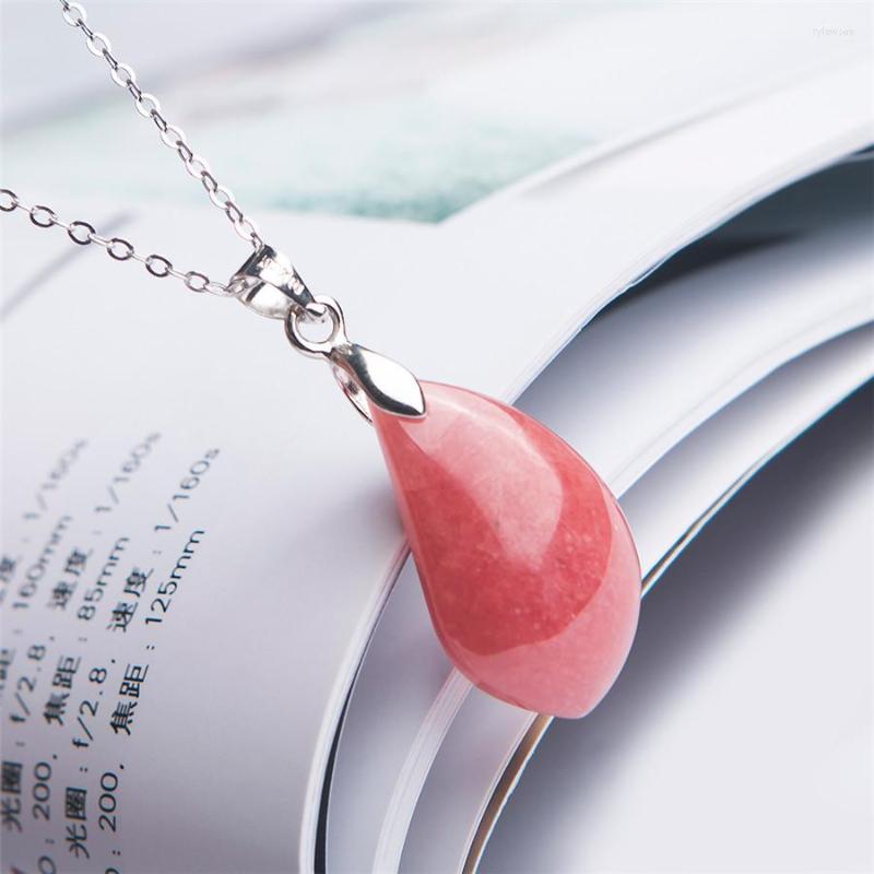 

Pendant Necklaces Red Natural Rhodochrosite Woman Lady Love Fashion Healing Crystal Stone Suspension