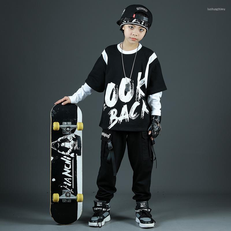 

Clothing Sets Boys Jazz Dance Costume Kids Hip Hop Practice Wear Street Printing Stage Performance Hiphop Rave Clothes, Pg3178