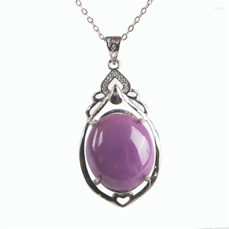 

Pendant Necklaces Genuine Phosphosiderite Purple Stone Women Lady Crystal Fashion