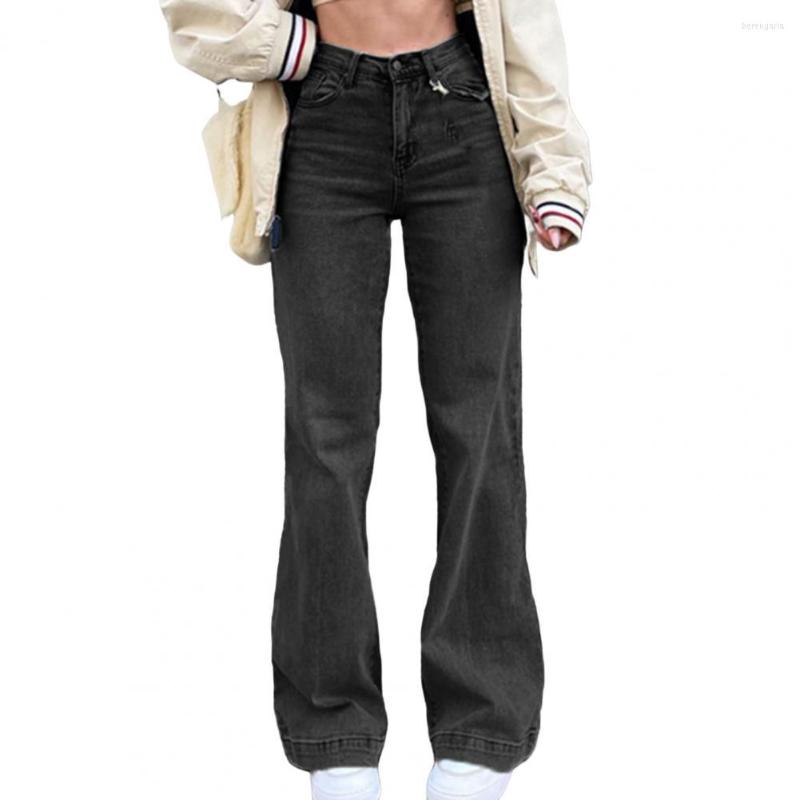 

Women' Pants Denim Trousers Straight Lightweight Dress Up Women Slim Fit Mid-Waist Leisure Jeans Casual For Dating, Dark blue
