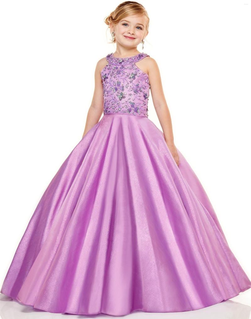 

Girl Dresses Flower Lace Appliques Tulle Fluffy O-Neck Sleeveless For First Holy Communion Party, As image