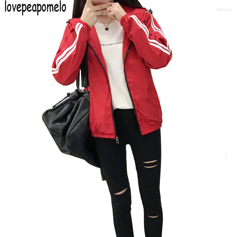 

Women' Jackets Spring Autumn Leisure Women' Jacket Korean Version Of The Basic High-quality Loose Striped Red Female Hooded 5XL D361, Black