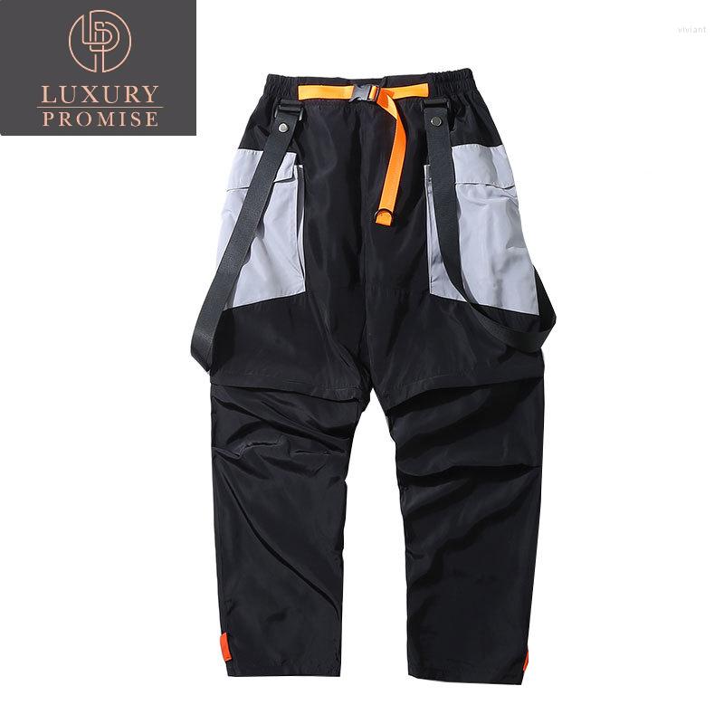 

Men's Pants Black Blue Men's Hip-Hop Track Ankle Length Trousers With Pocket Jogging Jumpsuits Can Be Disassembled Into Shorts