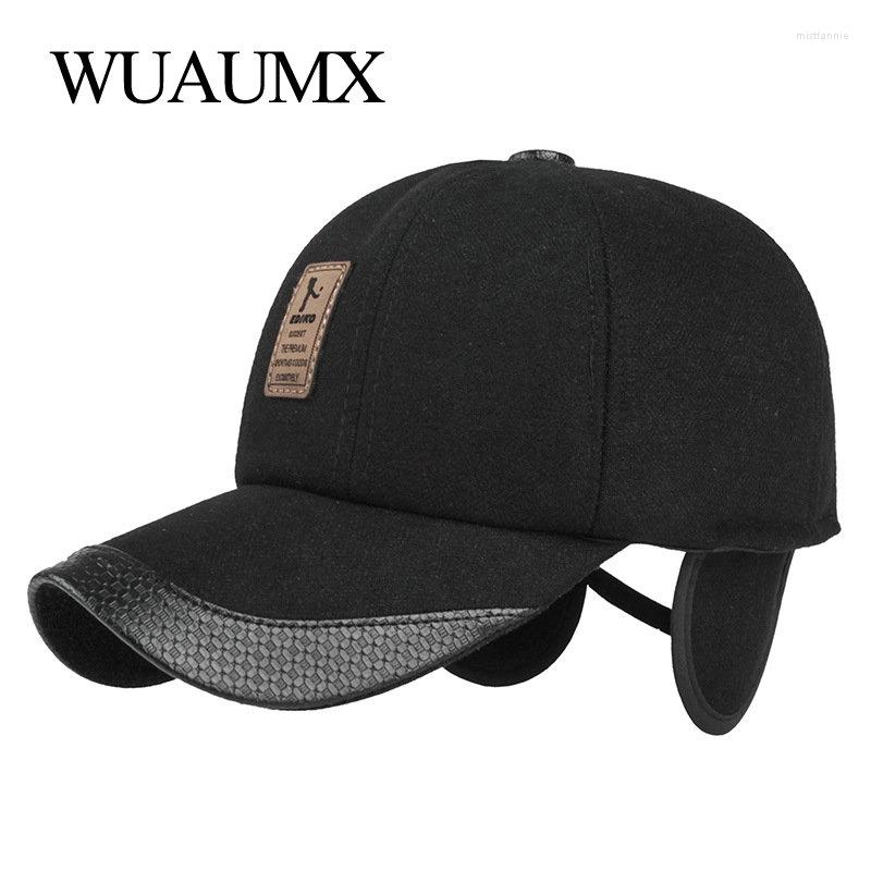

Ball Caps Autumn Winter Baseball For Men Woolen Warm Hat With Earflaps Middle Elderly Aged Snapback Cap Male Dad Casquette, 02