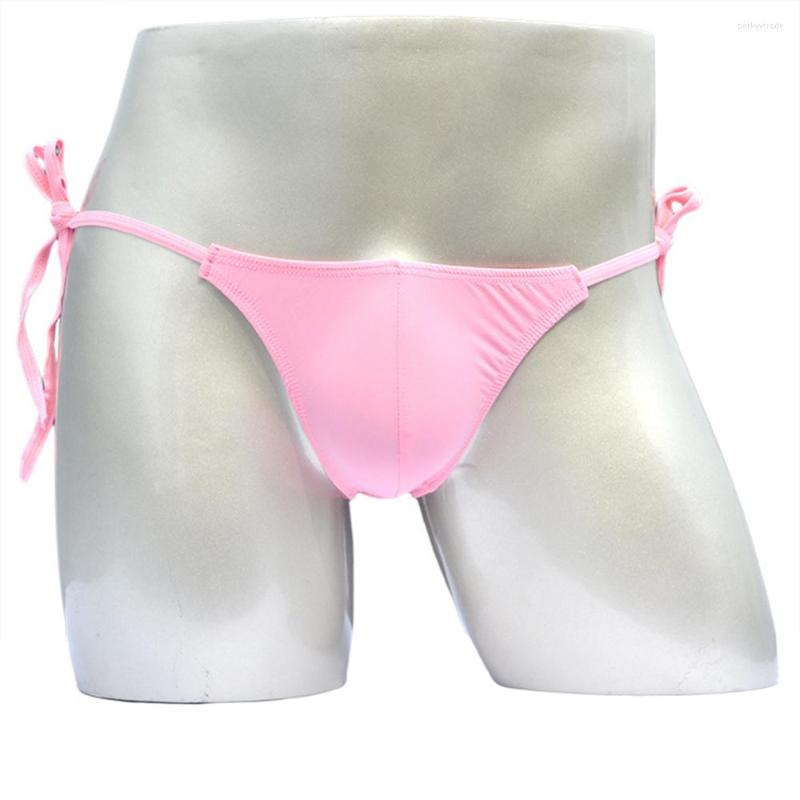 

Underpants Men Ice Silk Briefs Ultra Thin U Convex Pouch Sexy Bikini Low Waist Underwear Mens Sumo Bandage Thong Tether Bulge Knicker, White