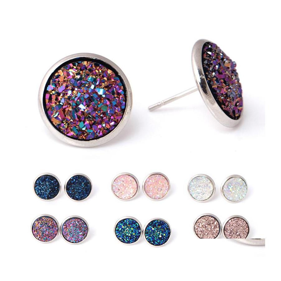 

Stud Luxury Druzy Earrings For Women Bling Resin Drusy Stone Girls Fashion Jewelry In Bk Drop Delivery Otiry